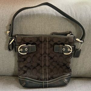 Coach 3577 Black Canvas Signature Soho Slim Jacquard Shoulder Bag Purse Vintage